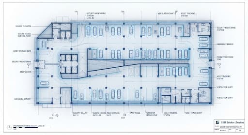 Secure institutional parking facility blueprint